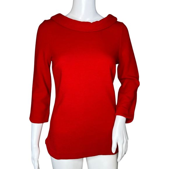Boden Shirt Womens 2 Red Sarah Ottoman Top Peter‎ Pan Collar Updated Basic - Picture 1 of 9